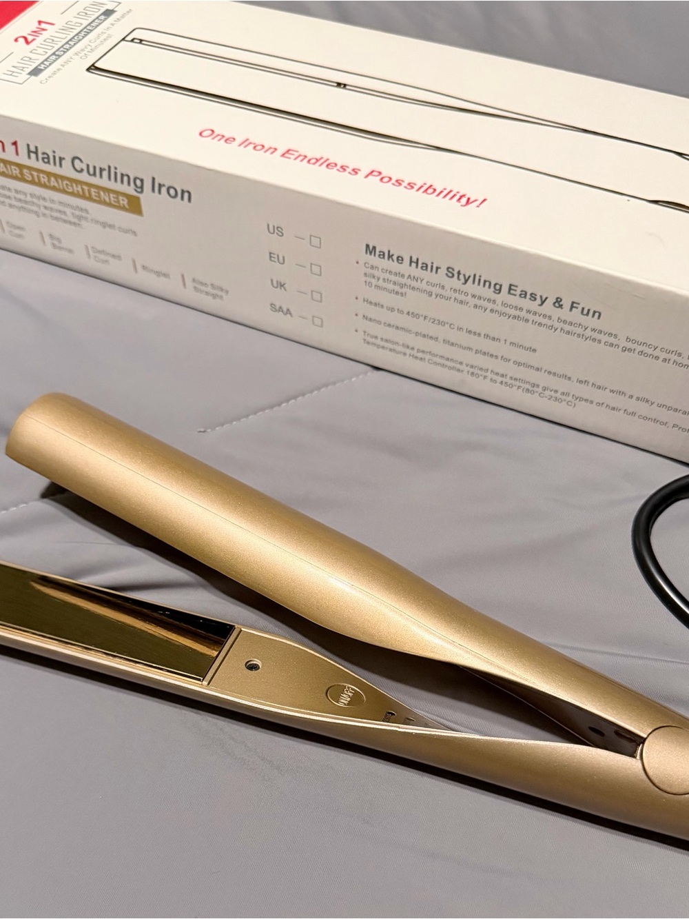 2-in-1 Hair Curling Iron and Straightener